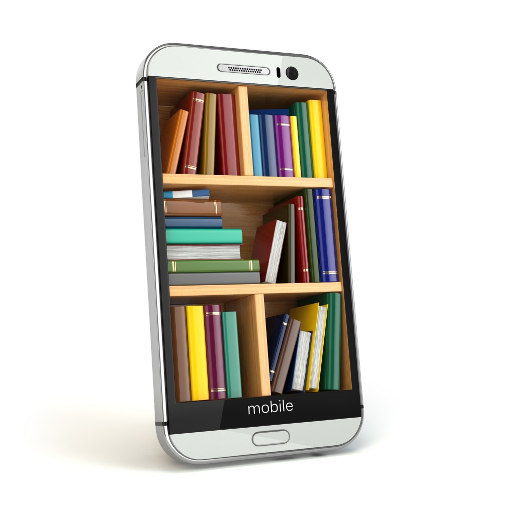 E-learning education or internet library concept. Smartphone and