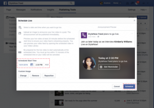 facebook live scheduling